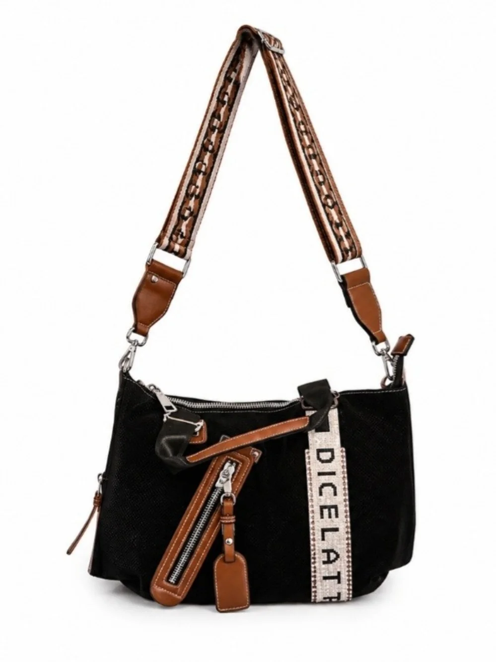 Women’s Black and Brown Accent Satchel Bag